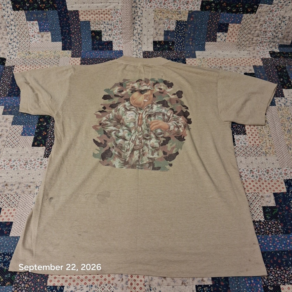 90s Vintage Joe Camel Camo T-Shirt Mens XL Pocket Cigarette Promo Single Stitch